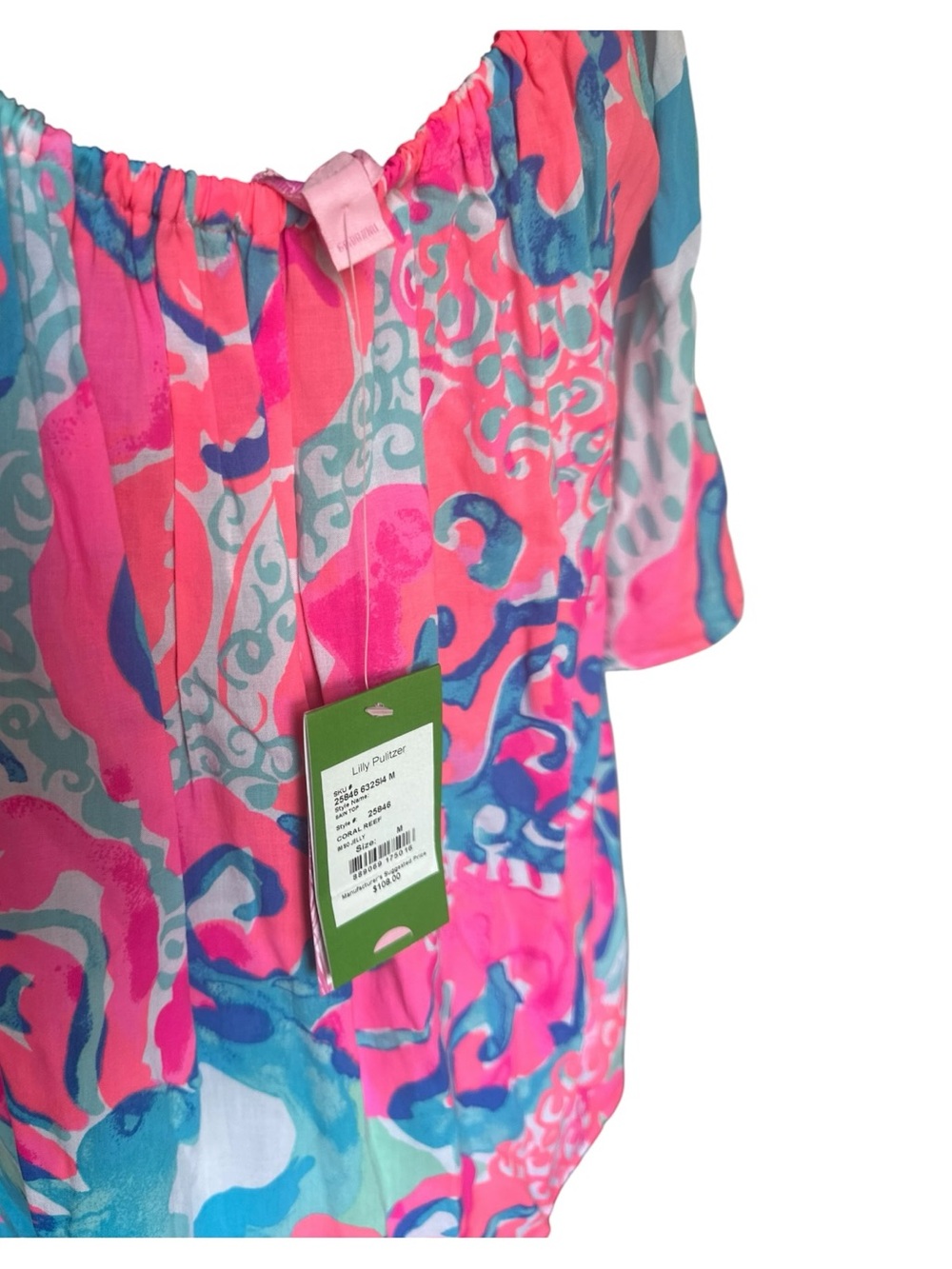 Lilly Pulitzer Sain Off-Shoulder Top – Coral Reef “I’m So Jelly” Small – NWT - Picture 8 of 12